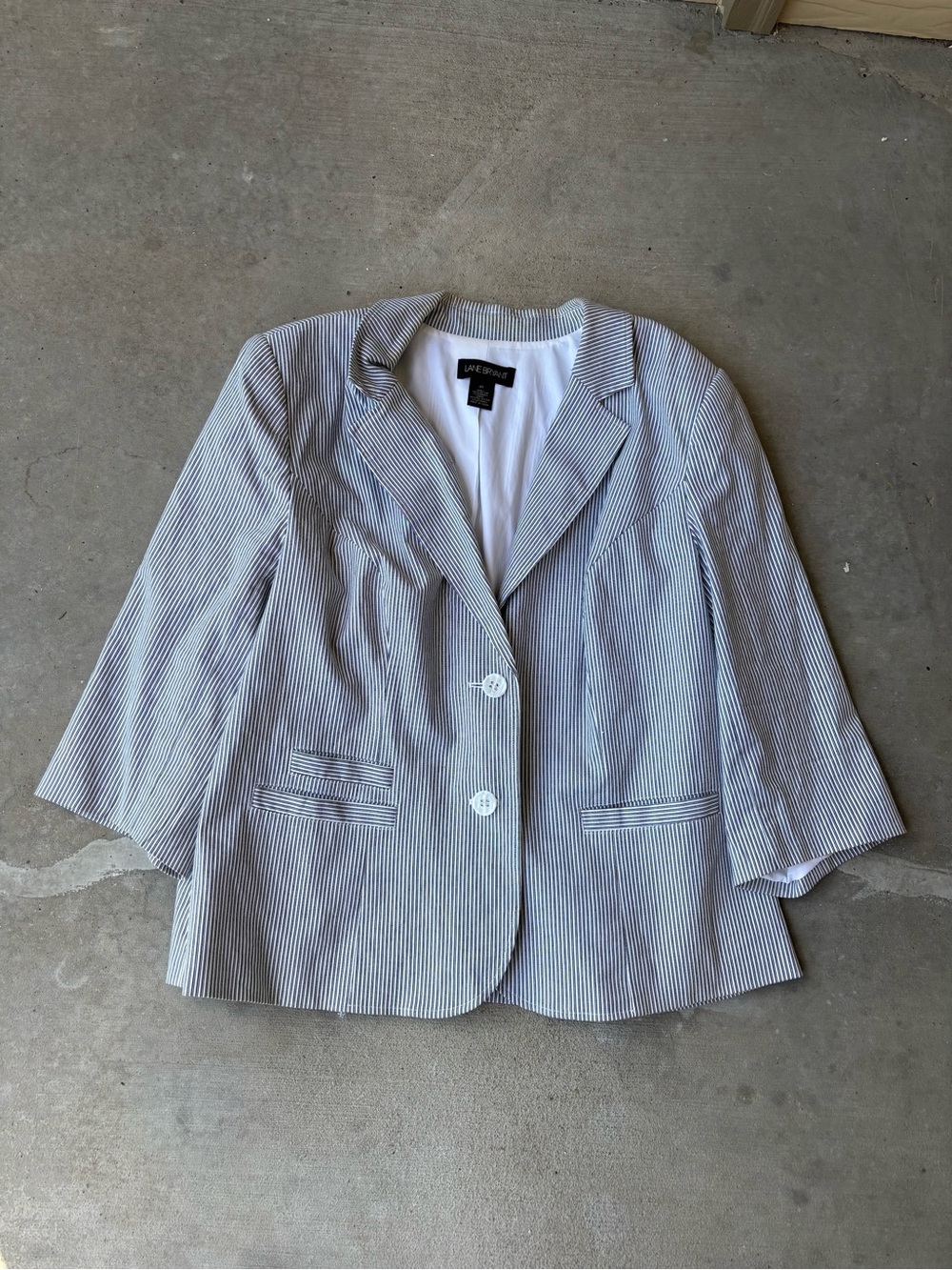 Lane Bryant Navy and White Pinstripe Blazer Jacket